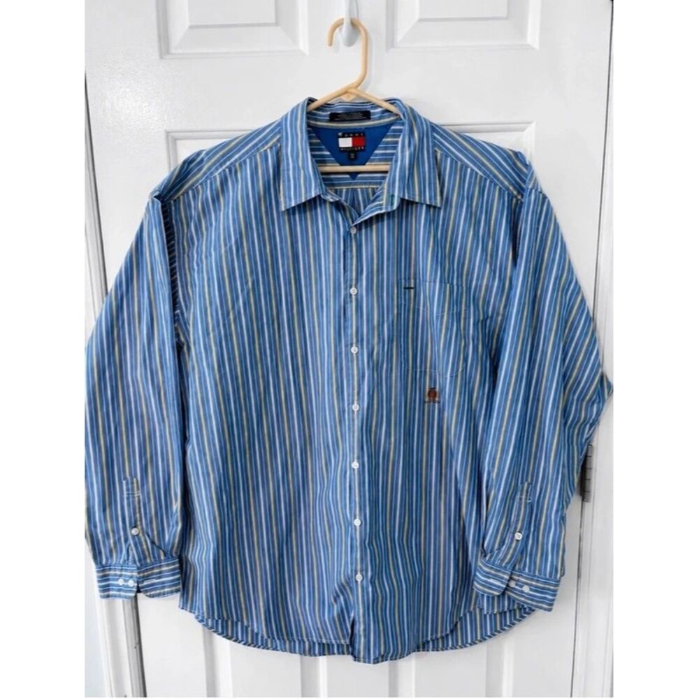 Tommy Hilfiger Striped Button Up Shirt Mens XXL Long Sleeve office business